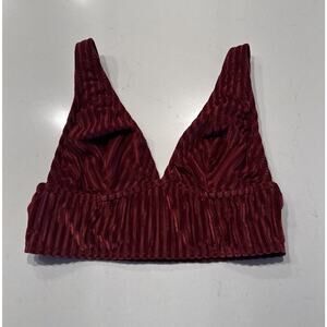 Victoria's Secret PINK Velvet Striped Bralette Women’s Size Medium Red Merlot